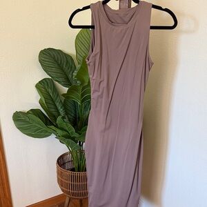 Vitality body on taupe dress!